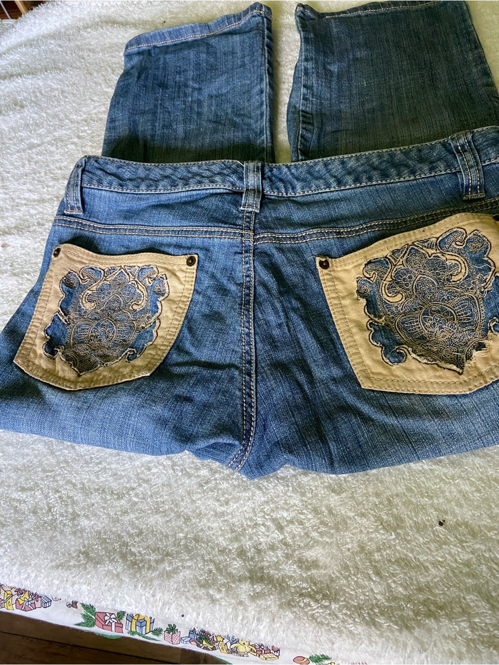 Michael Kors Gold Logo Blue Denim Jeans Waistband 30-31” low waist